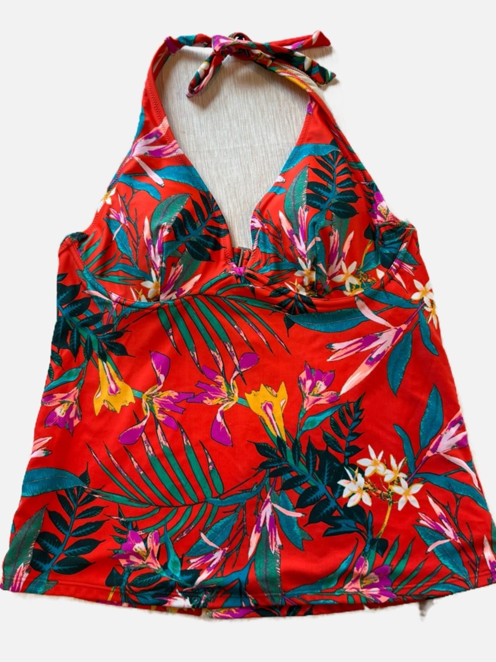 Old Navy Women’s Swimsuit Bathing Suit Tropical Halter Tankini Top Bright XL - Picture 9 of 9